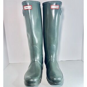 Hunter Original Women's Tall Rain Boots Graphite Gray Gloss Waterproof  US 8